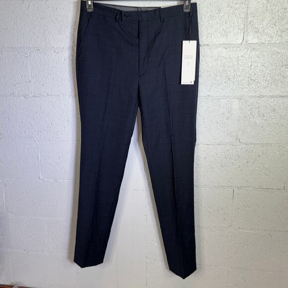 Calvin Klein Men's Slim-Fit Wool-Blend Stretch Plaid Suit Pant navy 36x34 $200 - Picture 6 of 9